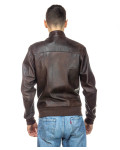 Men's Dark Brown Leather Bomber Jacket - Napoli | Leather Trend
