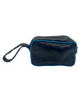 Small man's bag in genuine Black with light Blue details leather 100% made in Italy mod. Travellino Bis