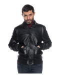 Men's Black Leather Bomber Jacket - U03 | Leather Trend