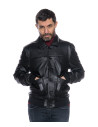 Men's Black Leather Bomber Jacket - U03 | Leather Trend