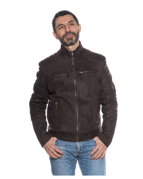 Men's Nubuck Leather Biker Jacket - Attila | Leather Trend 2
