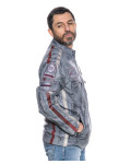 Men's Gray Buffed Leather Biker Jacket – Axel | Leather Trend