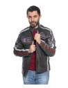 Biker in pelle donna mod. Motociclista Uomo Grigio in vera pelle 100% made in Italy
