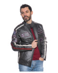 Biker in pelle donna mod. Motociclista Uomo Grigio in vera pelle 100% made in Italy