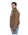 Men's Light Brown Reindeer Leather Bomber Jacket | Leather Trend