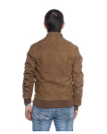 Men's Light Brown Reindeer Leather Bomber Jacket | Leather Trend