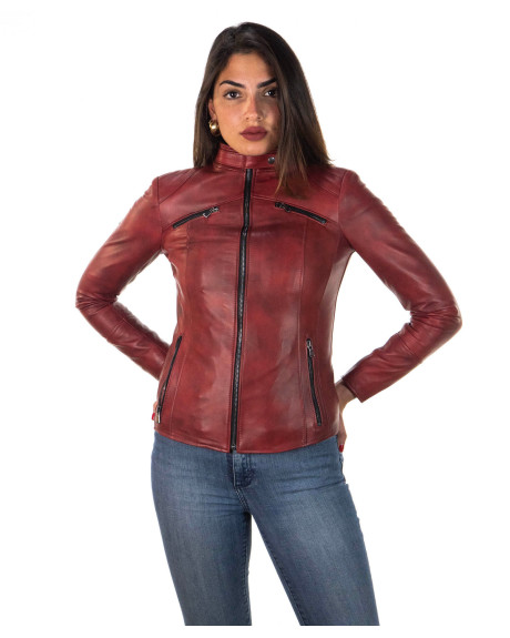 Women's Bordeaux Leather Jacket - Michela | Leather Trend