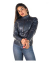 Giacca in Pelle Donna Blu - Michela | Leather Trend
