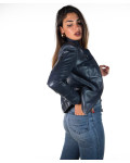 Giacca in Pelle Donna Blu - Michela | Leather Trend