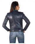 Women's Blue Leather Jacket - Michela | Leather Trend